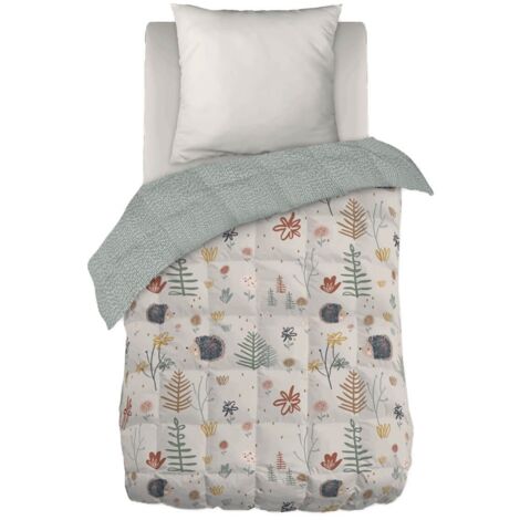 GEDEON - Couette Imprimée Motifs Hérisson 140x200 cm + 1 Taie d'oreiller 60x60 cm