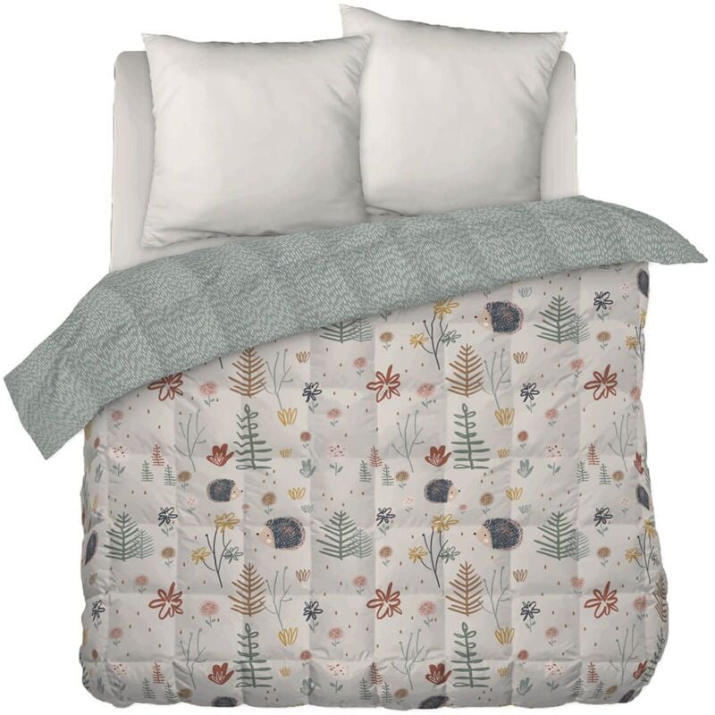 Gedeon - Couette Imprimée Motifs Hérisson 240x220 cm + 2 Taies d'oreiller 60x60 cm