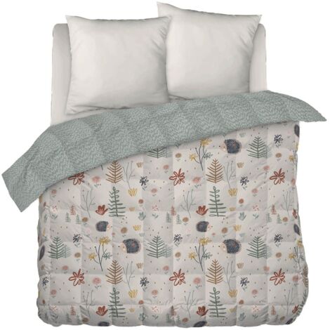 GEDEON - Couette Imprimée Motifs Hérisson 240x220 cm + 2 Taies d'oreiller 60x60 cm