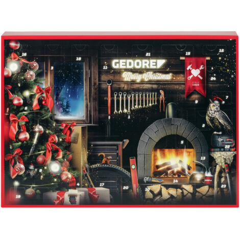 Gedore – Calendrier de l'Avent 2024 – 33 pièces – Tournevis à embouts magnétiques – Cliquet à embouts 1/4' – Douilles 8/10/13 mm