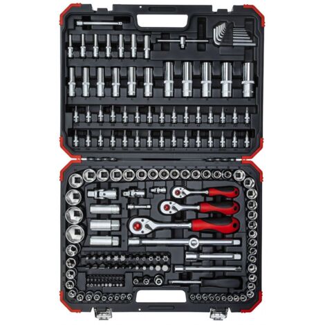 Gedore – Jeu de clés à douille 3300058 – Coffret cliquet 172 pièces 1/4, 3/8, 1/2 – Acier chrome-vanadium – Outils à serrage