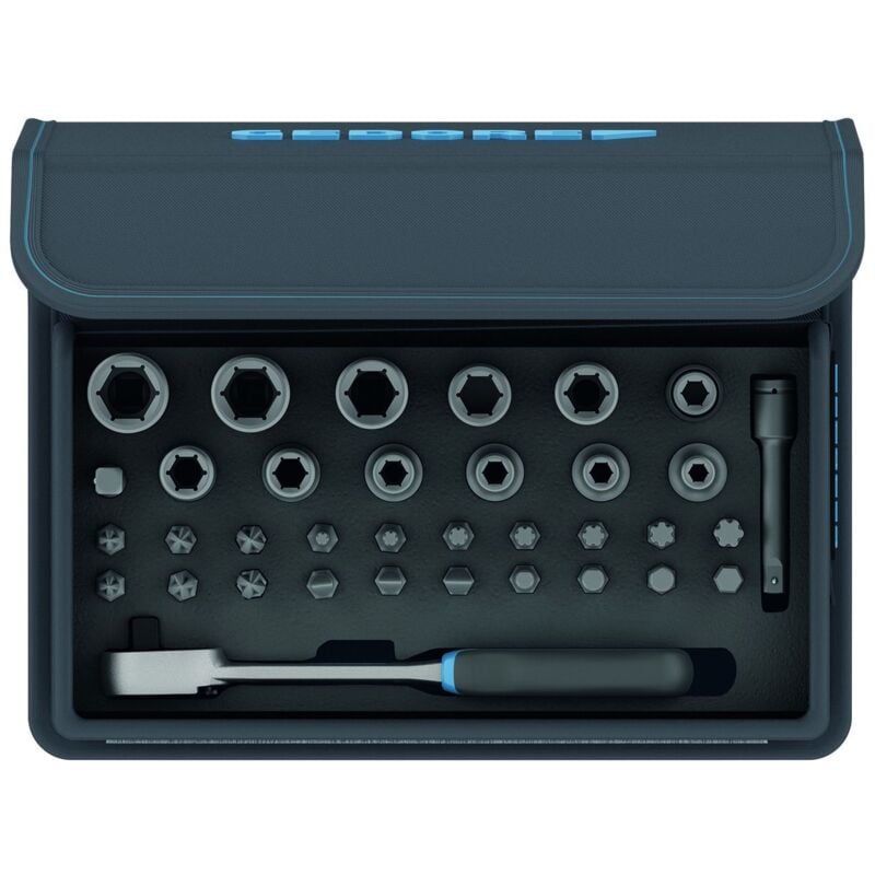 Gedore - 3085015 - Jeu de clés à douille à cliquet 1/4' 35 pcs , tc 666-MU-20