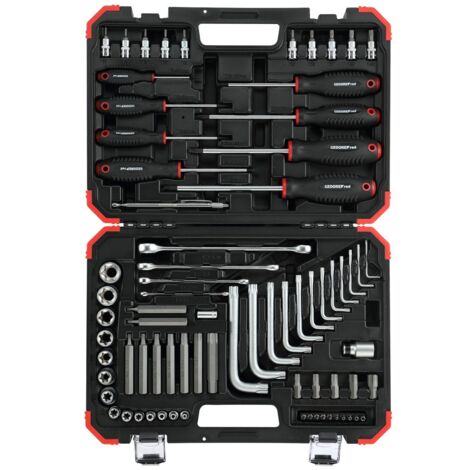 Gedore – Jeu d'outils de vissage TX 75 pcs 3301575 – Acier chrome-vanadium – Coffret plastique rouge – Pour vis et boulons - R68003075