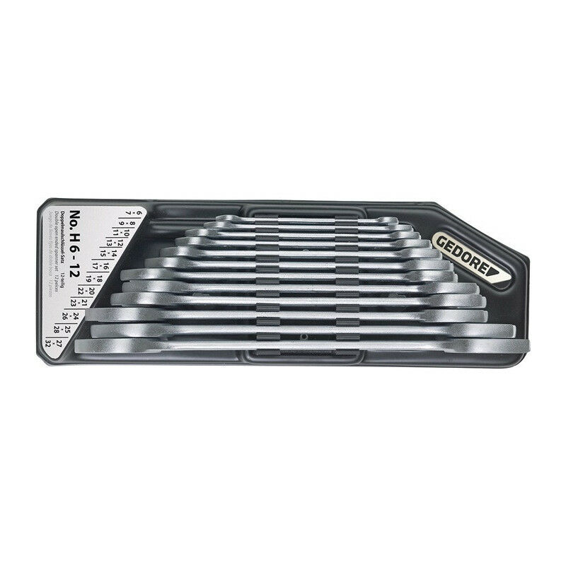 

Juego de llaves de boca doble H 6-120 12 piezas SW6-32mm Acero CV cromado GEDORE