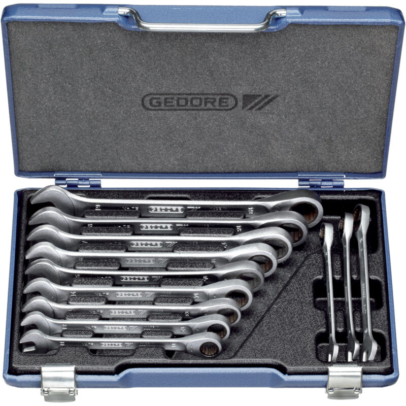 Maulschlüsselsatz mit Ringratsche 12-tlg 8-19mm,7 R-012,2297442 - Gedore