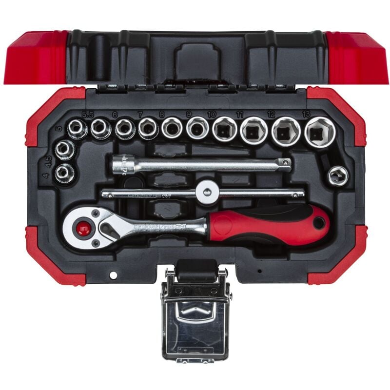 Red 3300050 - Jeu de clés à douille 1/4 SW4-13mm 16 pcs , R49003016 - Gedore