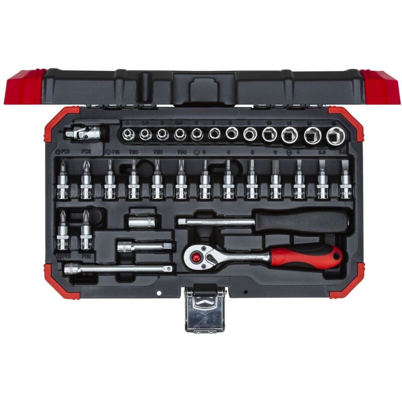 Red 3300051 - Jeu de clés à douille 1/4 SW4-13mm 33 pcs , R49003033 - Gedore