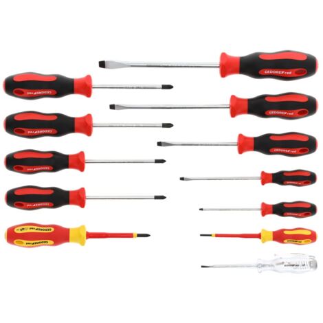 GEDORE Red Giravite Cercafase Professionale, Set di 12 Pezzi, Cacciavite Isolato VDE Stella e InTaglio, Utensile, R38002012