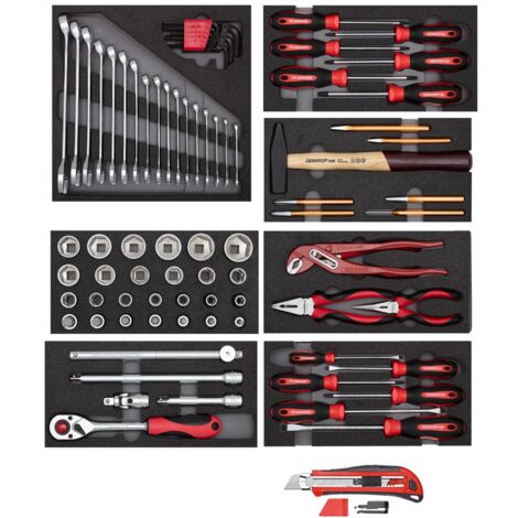 Gedore red R21010000 Werkzeugsatz in 8 Modulen inkl. Cutter, 81tlg