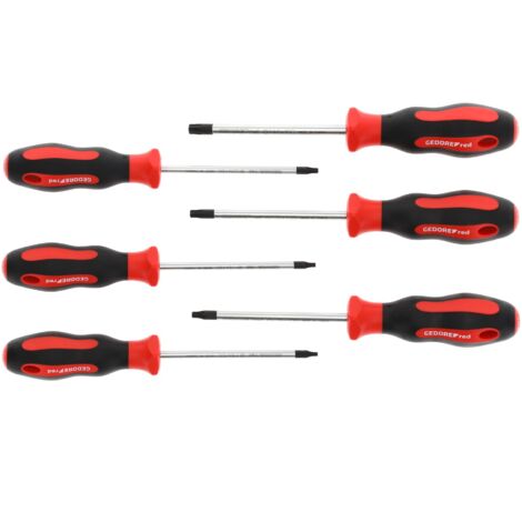 Gedore red Schraubendreher-Set 6-teilig, Schraubenzieher-Satz TX, 2-Komponenten-Griff, Stahl, Werkzeug, R38402006