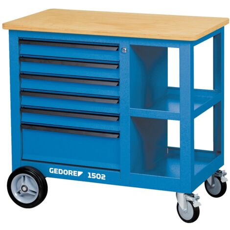 Gedore Rollwerkbank mit 6 Schubladen und Schraubstock