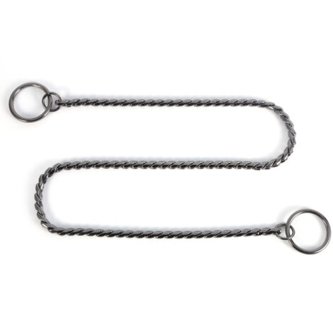 Gedrehtes Metall-Hundehalsband im Schlangenketten-Stil, schwarz, 5 mm x 60 cm – Hundetraining und Ausstellungen