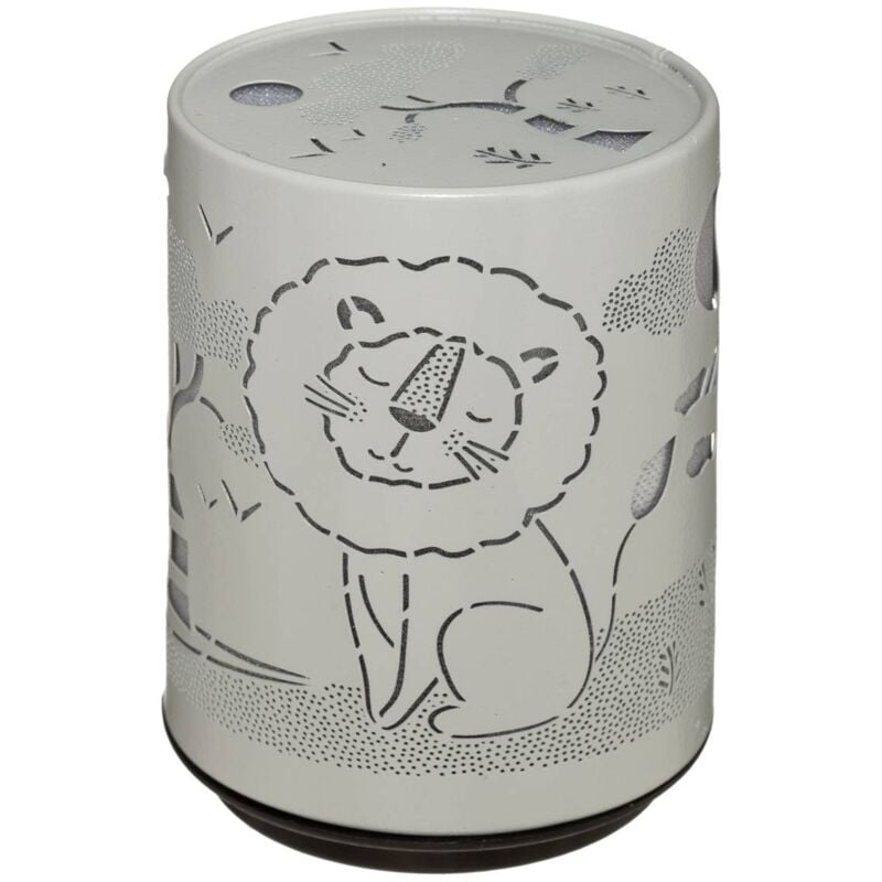 Nachtlicht mit Batterie Push trendy H.13cm Metall - Grau