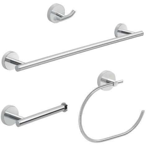 GEDY 23991300002 Set 4 Piezas (Toallero 45 cm, Portarrollo, Percha, Argolla) Cromo - ref: 23991300002