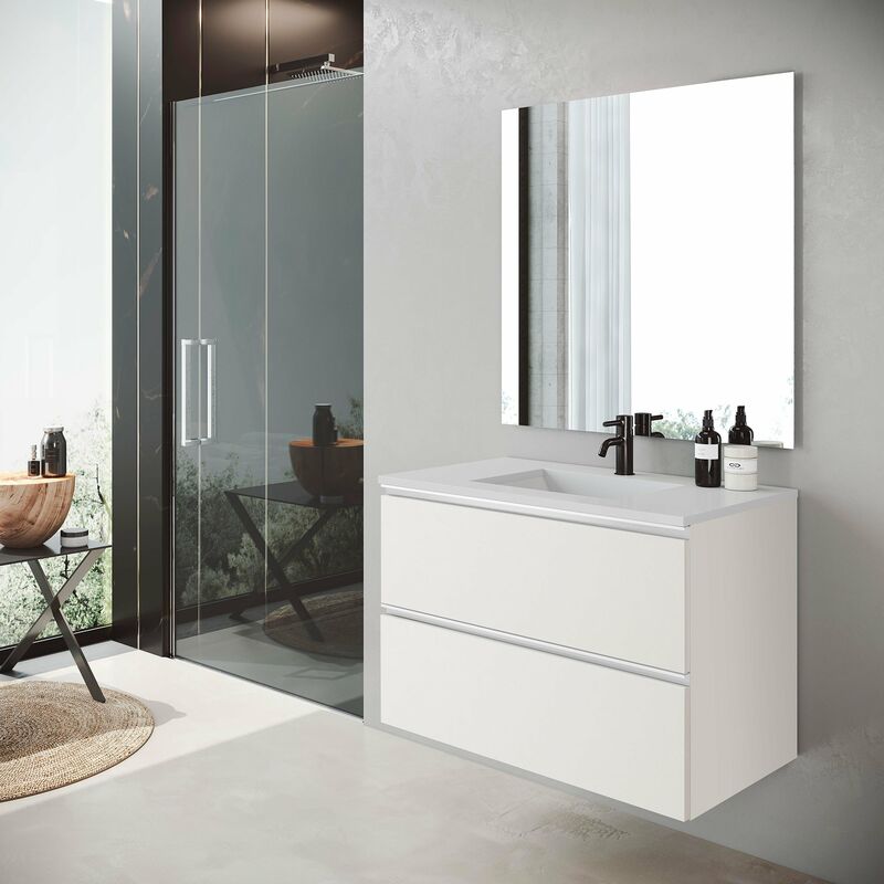 

GRANADA Conjunto Mueble Completo Suspendido 2 Cajones Blanco Mate - Medida: 60 cms - Visobath