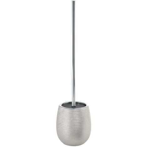 Gedy Argento, G-Astrid Scopino WC da appoggio, Dimensioni 47 X 11,5 X 11,5 CM Peso 0,648 kg, scopettino Bagno in Ceramica, Anni di Garanzia 2, Design R&S, Unica