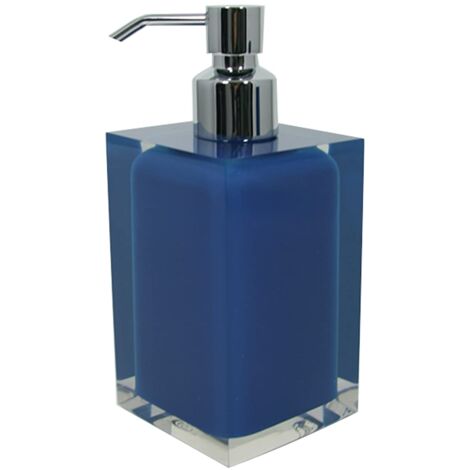 Gedy Auckland Dosasapone Bagno Blu, Misure: 16,2X7X7 CM, capacità 210 ml, Dispenser Sapone Bagno in Resina Trasparente di Alta qualità, Design R&S, Fatto a Mano, 2 Anni di Garanzia
