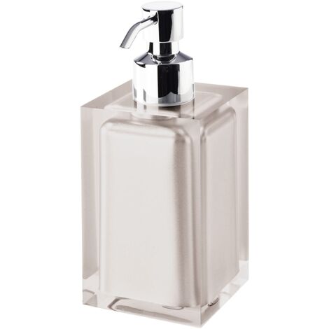 Gedy Auckland Dosasapone Bagno Tortora Chiaro, Misure: 16,2X7X7 CM, capacità 210 ml, Dispenser Sapone Bagno in Resina Trasparente di Alta qualità, Design R&S, Fatto a Mano, 2 Anni di Garanzia
