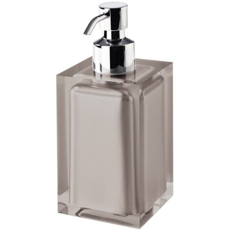Gedy Auckland Dosasapone Bagno Tortora, Misure: 16,2X7X7 CM, capacità 210 ml, Dispenser Sapone Bagno in Resina Trasparente di Alta qualità, Design R&S, Fatto a Mano, 2 Anni di Garanzia