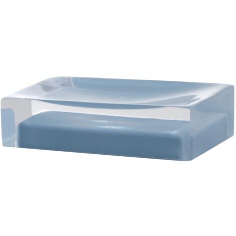 Gedy Auckland Porta saponetta, Misure e Peso: 3X11X7 CM & 0,15 kg, Porta Sapone Solido in Resina Trasparente di Alta qualità, Finitura Celeste, Design R&S, Fatto a Mano, 2 Anni di Garanzia