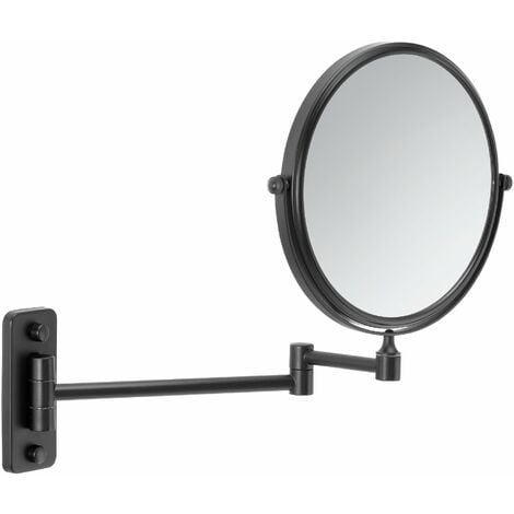 Espejo de aumento con luz regulable en negro mate