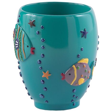 Gedy Dori - Portaspazzolini, in resina, colore: turchese, 8,5 x 8,5 x 10,5 cm