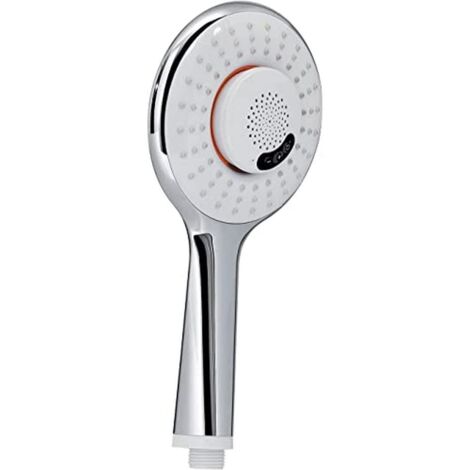 Gedy G 00, Doccetta diffusore di Musica, Sistema Bluetooth V4, Soffione ABS con Finitura Bianca/cromata, Filtro Doccia antisabbia Incluso, Cromo Blanco, 4x12,5x25,5 cm