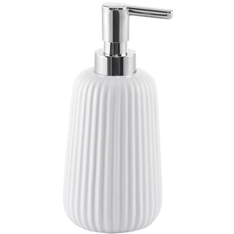 Gedy G-Marika, Dispenser Bianco, Dosatore Sapone Bagno Realizzato in Acciaio Inox e Cromall, Misure 18X8X8 CM e Peso 0,37 kg, Design R&S, 2 Anni di Garanzia, Unica