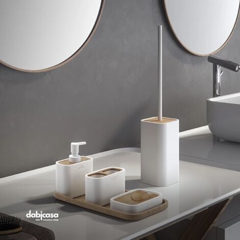 Set accessori da bagno 4 pezzi lilla in resina serie Seventy di Gedy