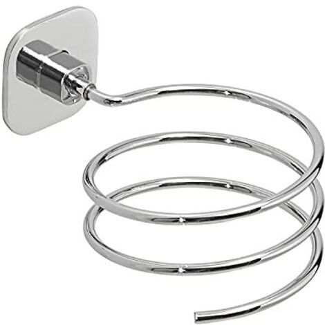 Gedy G-Teide Porta asciugacapelli, Misure: 7,3X10X14 CM, Porta Phon in Acciaio Inox e Cromall , Finitura cromata, Articolo Incluso di Biadesivo 3M e Viti, Design R&S, 2 Anni di Garanzia