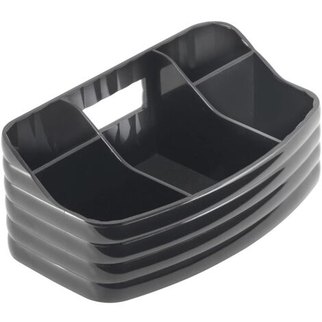 GEDY Glady, Porta trucchi Nero, Dimensioni 7,5 x 18,5 x 10,5 cm e peso 0,244 kg, Organizzatore trucchi in resina, Porta pennelli trucco con design R&S Gedy, 2 anni di garanzia