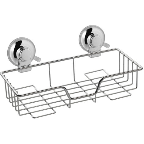 GEDY Hot, Portaoggetti doccia cromato con ventosa, Misure e peso: 12X27,5X13,6 CM & 0,34 KG, Porta oggetti per bagno in acciaio inox, Design R&S Gedy, 2 anni di garanzia, Portata massima 5 kg