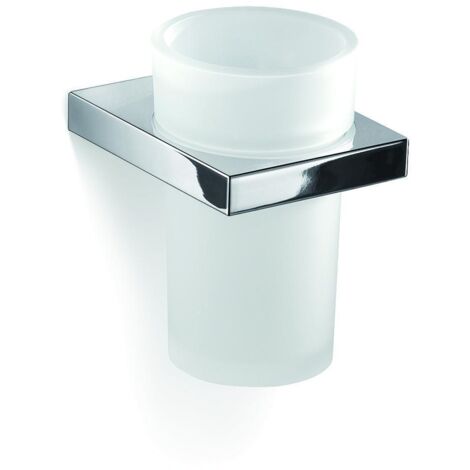GEDY Lanzarote porta spazzolini a parete cromato con bicchiere in vetro satinato codice prod: 0000A3101300000