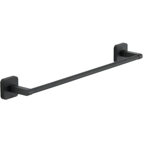 GEDY  Porta Asciugamani Bagno Tonga in Acciaio Inox e Cromall, Appendi Asciugamani Fissabile con Viti Incluse o Biadesivo, Peso Massimo Supportato 7 kg, Nero Matt, 45x6,9x4,7cm