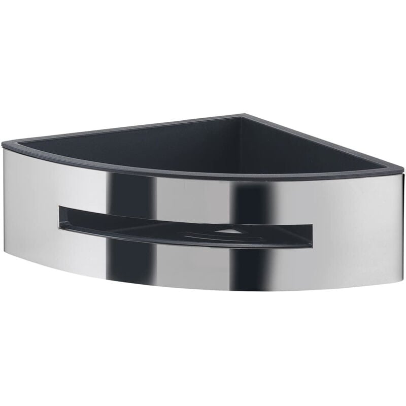 Gedy - poseidon porte-douche d'angle en acier, finitions chromées et noires, dimensions 7,2 x 24 x 12,3 cm et poids 0,815 kg