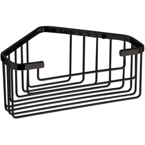 Gedy Smart Estante de Esquina con Rejilla de Acero Inoxidable Negro Mate 20x8x15,1 Cm