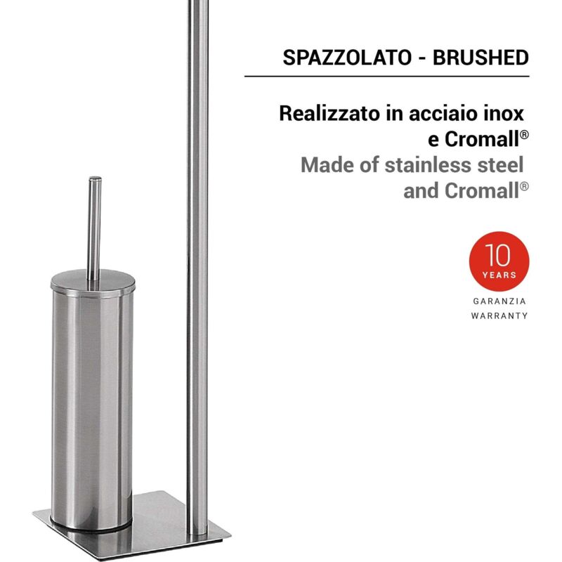 Gedy - trilly column porte-rouleau de papier toilette et porte-brosse de toilette brossé 0000TR323800000