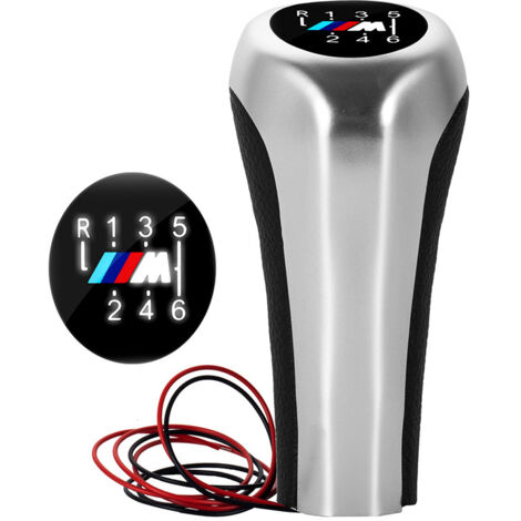 Geeignet für BMW 1er/3er/5er/6er Fahrzeuge mit Schaltgetriebe, Schaltknauf mit kaltweißer Beleuchtung, Schalthebel, Standard-Schaltknauf mit silberweißer Beleuchtung, 5-Gang-Schaltung, einteilig.