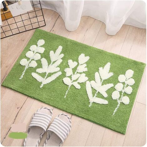 Geeignet für Wohnzimmer, Küche, Schlafzimmer, Badezimmer, luxuriöse Jacquard-Fußmatte mit Pflanzenblattmuster, rutschfeste Matte, saugfähige Matte, 50 x 80 cm
