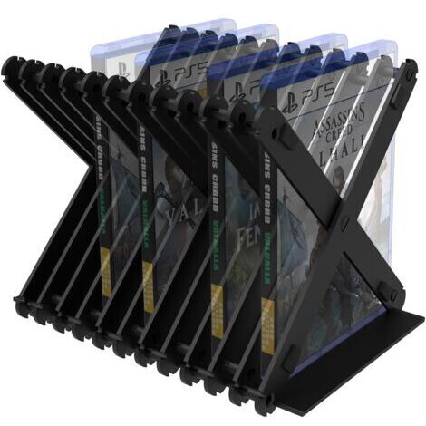 Geekria Discs Storage Box Rack Tower, Foldable PS5 Games Card Disk Storage Holder Disk Holder Stand Compatible with PS4/PS5/Nintendo Switch/Xbox Series/Xbox Noe/CD/DVD/Film Discs