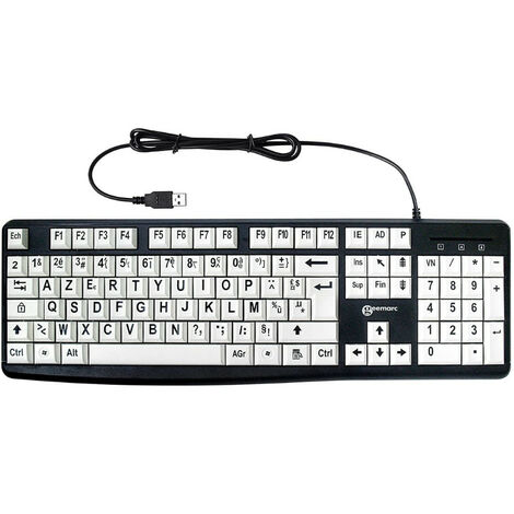 Geemarc Clavier Confort Visuel Blanc Lettre Noire