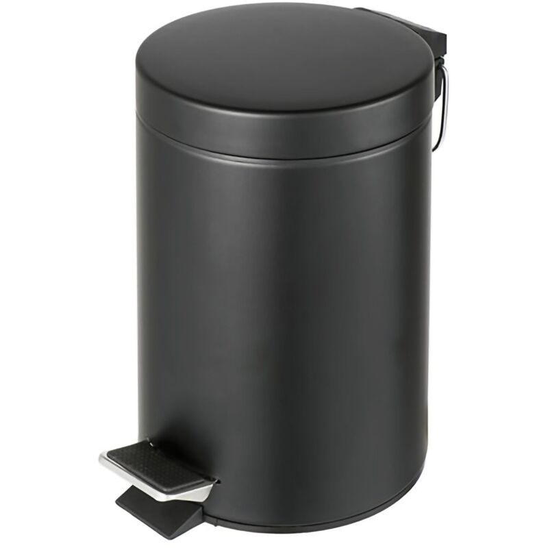 Ben Sanitair Geesa Tretmülleimer Hotel, Kosmetikeimer 3l + Kübel, Edelstahl Schwarz Matt