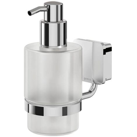 Geesa Seifenspender Wandbefestigung Topaz Pumpspender Glas 200ml, transparent/chrom