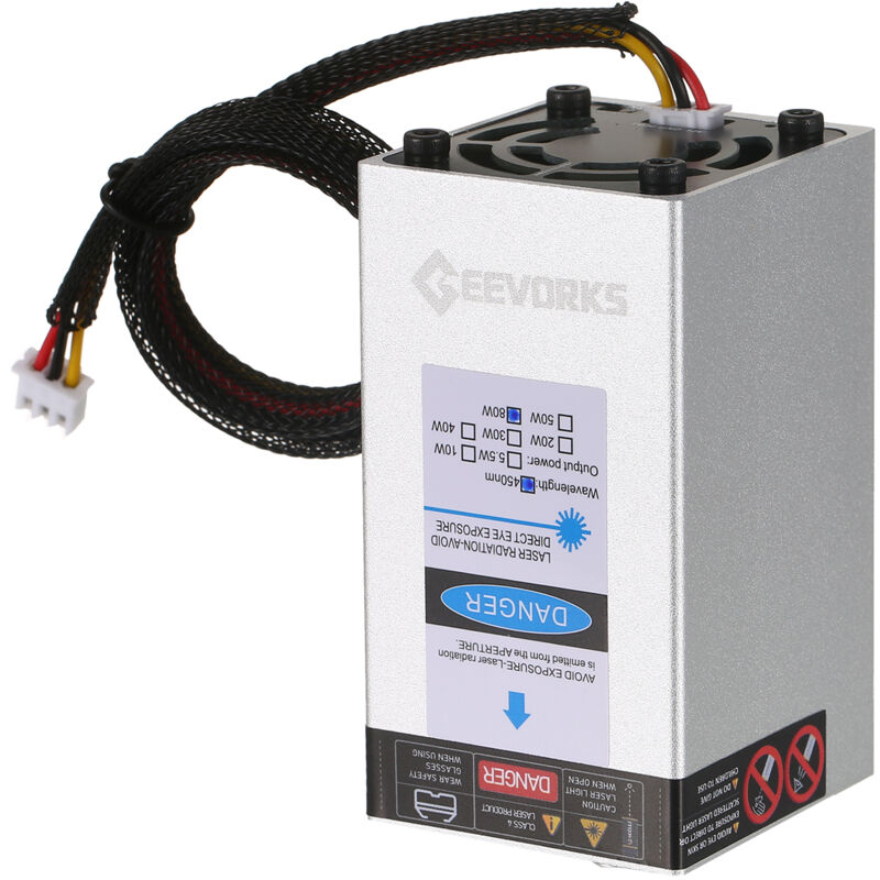 Decdeal - Geevorks 450nm 80W Module Laser à Focale Fixe Tête de Gravure Laser Haute Vitesse Graveur Laser Imprimante 3D Routeur cnc Module Laser,