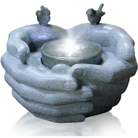 GEEZY Garden Water Feature Outdoor Fountains Indoor Water Features LED Indoor/Outdoor Waterfall Water Fountain Indoor Fountains Garden Water Features Outdoor Garden Fountain (Cupped Hands Fountain)