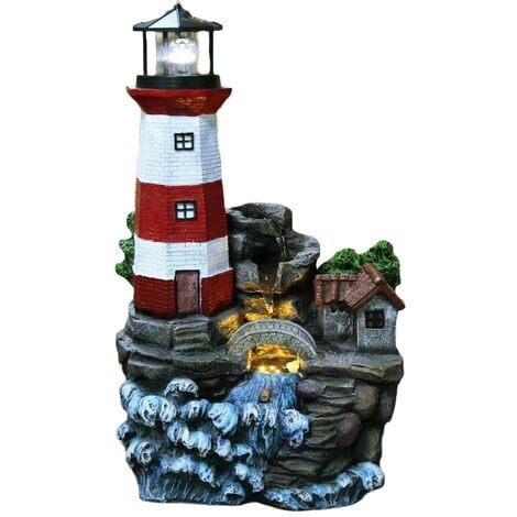 GEEZY Garden Water Feature Outdoor Fountains Indoor Water Features LED Indoor/Outdoor Waterfall Water Fountain Indoor Fountains Garden Water Features Outdoor Garden Fountain (Lighthouse Fountain)
