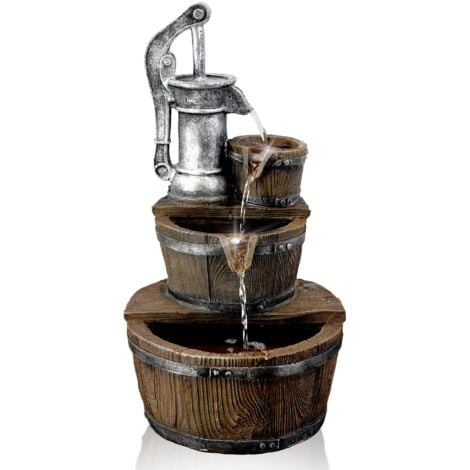 GEEZY Garden Water Feature Outdoor Fountains Indoor Water Features LED Indoor/Outdoor Waterfall Water Fountain Indoor Fountains Garden Water Features Outdoor Garden Fountain (Pump Barrel Fountain)