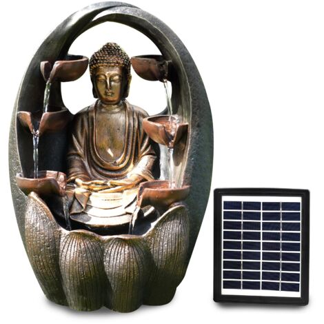 GEEZY Solar Water Fountain LED Buddha Statue Solar Water Feature Outdoor Buddha Garden Ornaments Outdoor Garden Water Features(Golden Buddha)