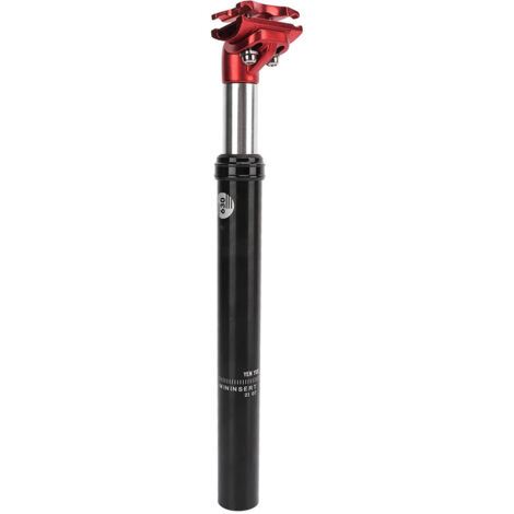 Gefederte Sattelstütze für Fahrräder, Öldruckdämpfer KSP630, Aluminium 31,6 x 350 mm, schwarz und rot