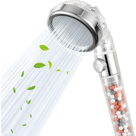 Gefilterter Handbrausekopf mit Ein-/Ausschalter, Hochdruckbrause mit 3 Strahlarten, geeignet für hartes Wasser/trockene Haut und Haare, inklusive Filterwatte